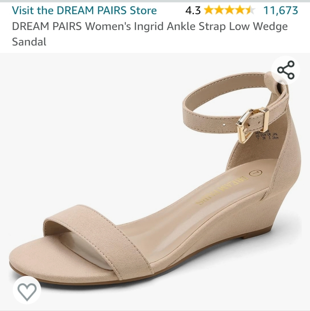 DREAM PAIRS Women's Ingrid Ankle Strap Low Wedge Sandal